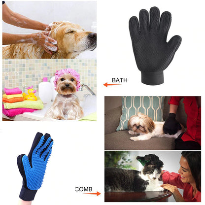 Pet Dog Hair Brush Comb Glove For Pet Cleaning Massage (1 pair - by Famigift