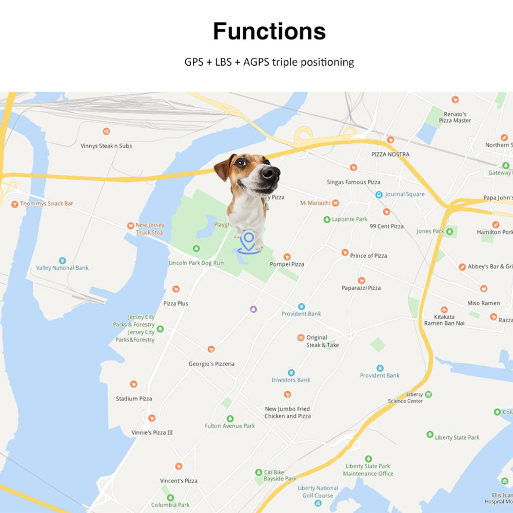 Pet GPS Tracker, Tracking Collar Device Waterproof Suitable For Dogs and Cats - Black - by Famigift