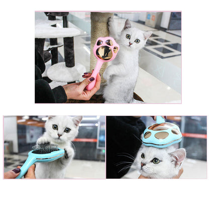 Cat Paw Grooming Comb Undercoat Pin Rake Brush for Pets' Hair Shedding - Blue - by Famigift