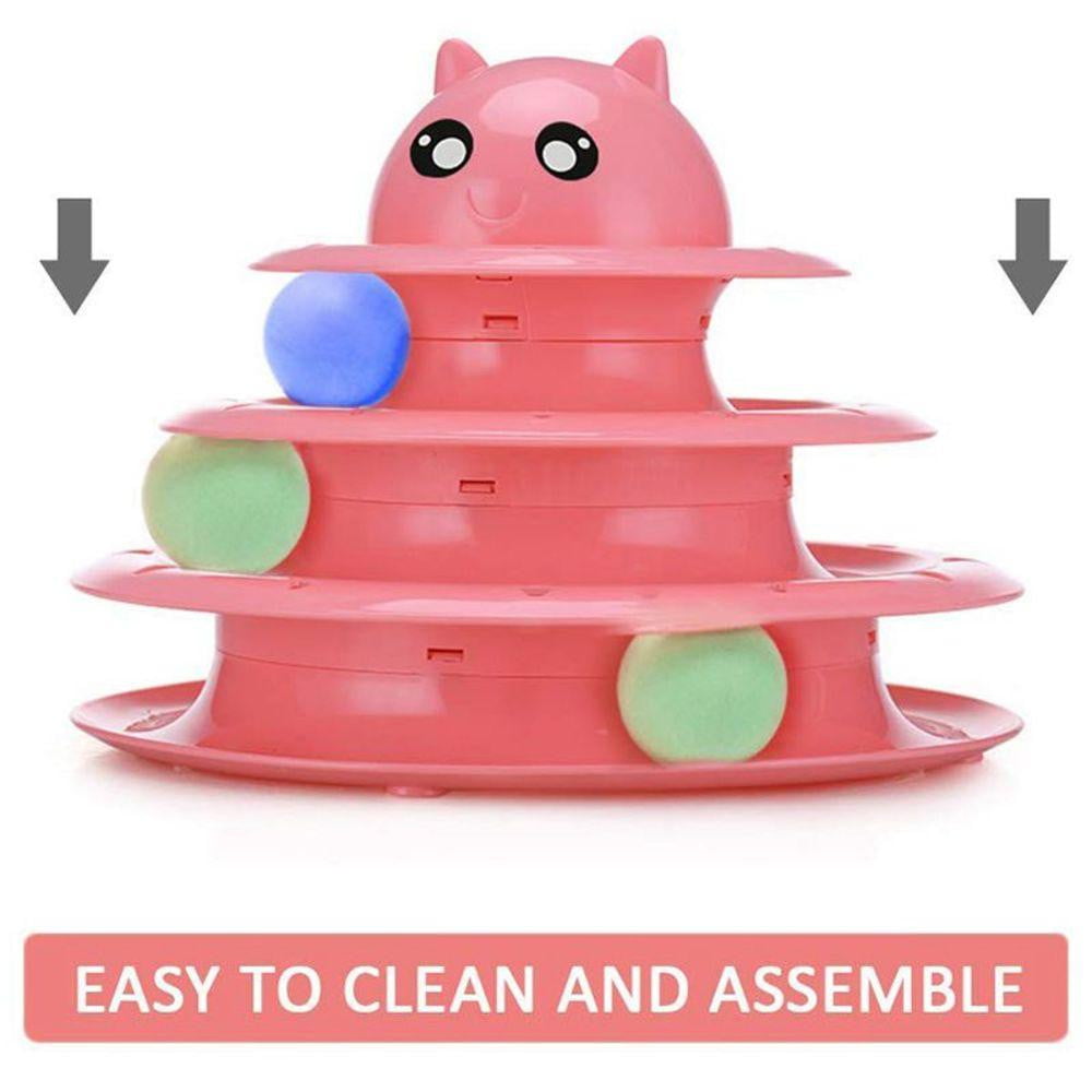 Cat Toy Colorful 3 Level Tower Track Roller Toy with Balls - by Famigift