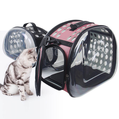 Pet Carrier Transparent Travel Bag - Black - by Famigift