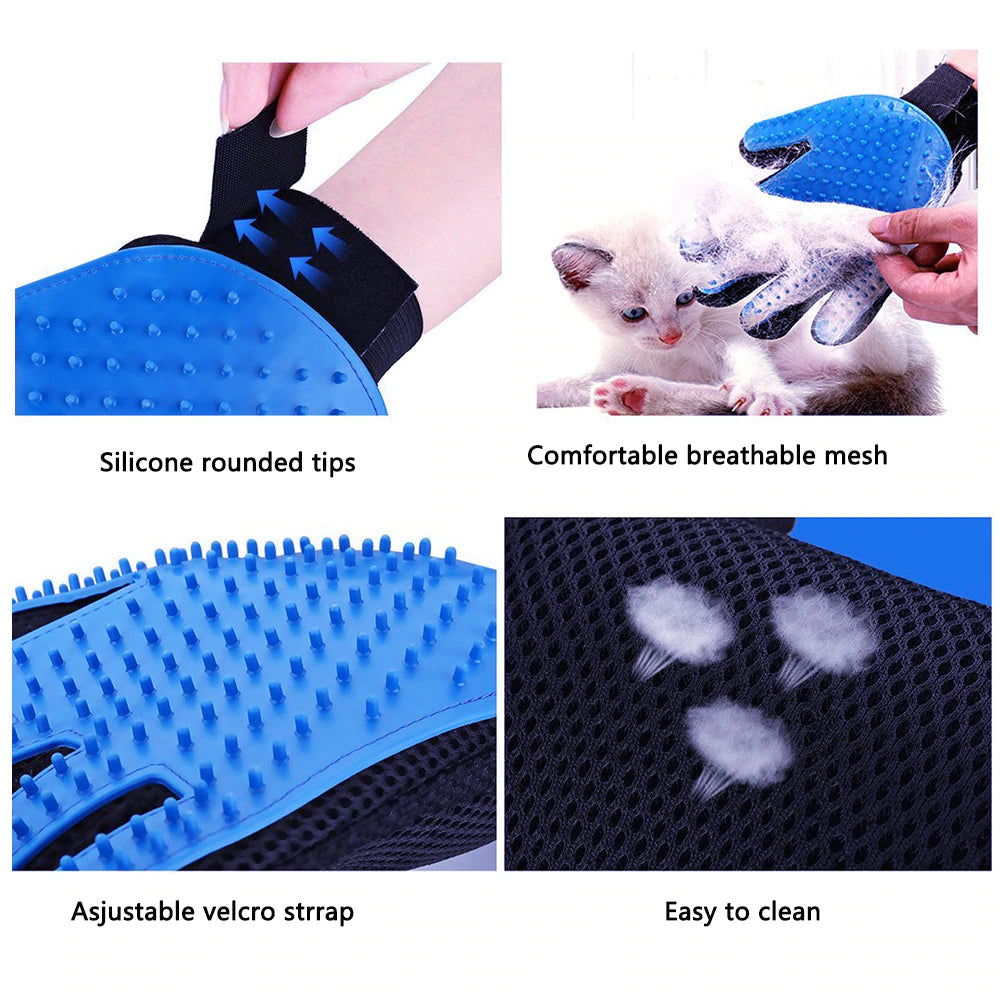 Pet Dog Hair Brush Comb Glove For Pet Cleaning Massage (1 pair - by Famigift