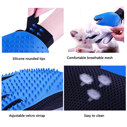 Pet Dog Hair Brush Comb Glove For Pet Cleaning Massage (1 pair - by Famigift