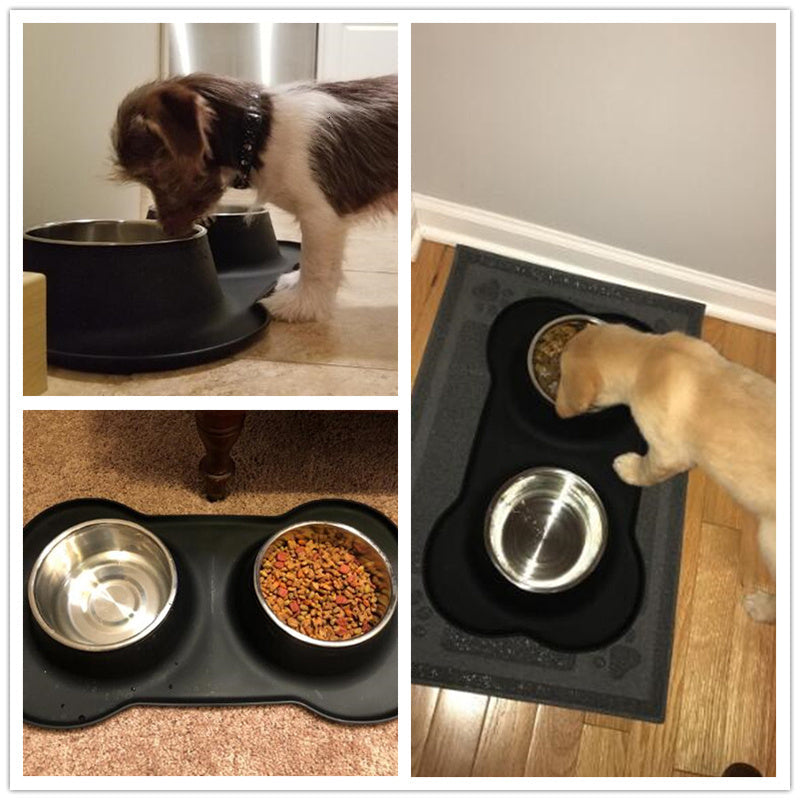 Fami Petcare Nonslip Mat and Bowl Set - Medium - by Famigift