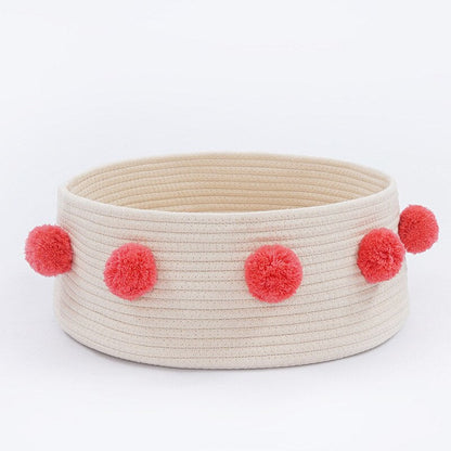 Home Cotton with velvet Universal Round Cat Bed Basket Nest Cotton Rope - by Famigift