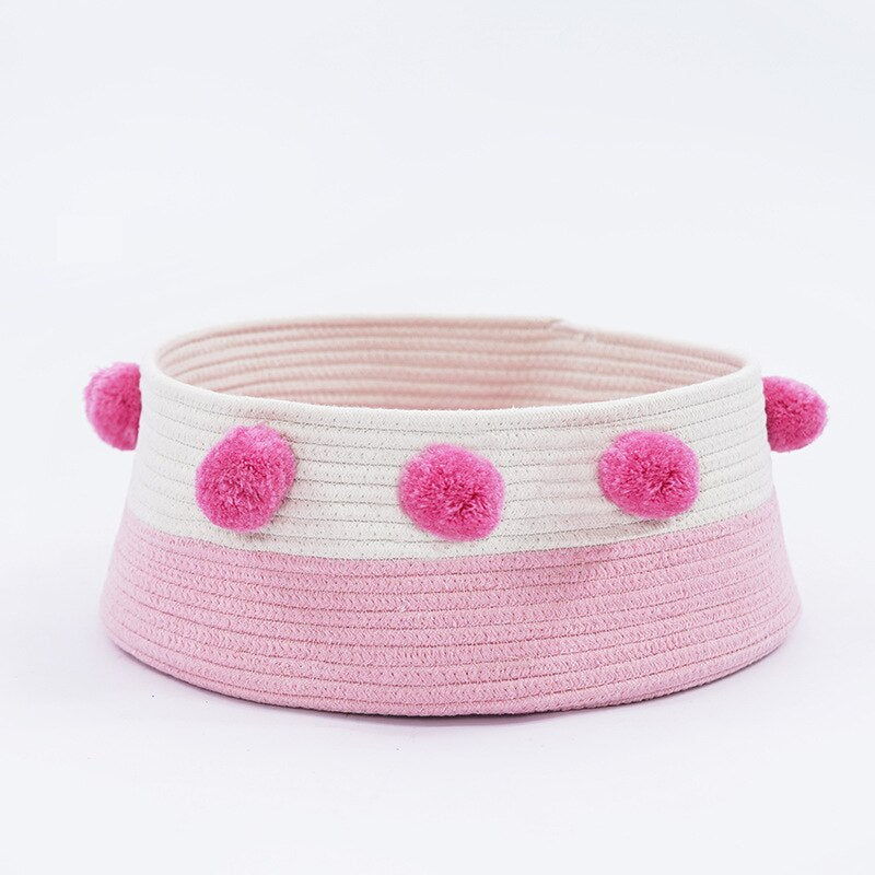 Home Cotton with velvet Universal Round Cat Bed Basket Nest Cotton Rope - by Famigift