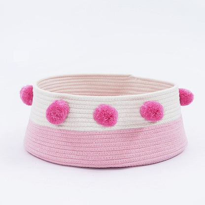 Home Cotton with velvet Universal Round Cat Bed Basket Nest Cotton Rope - by Famigift