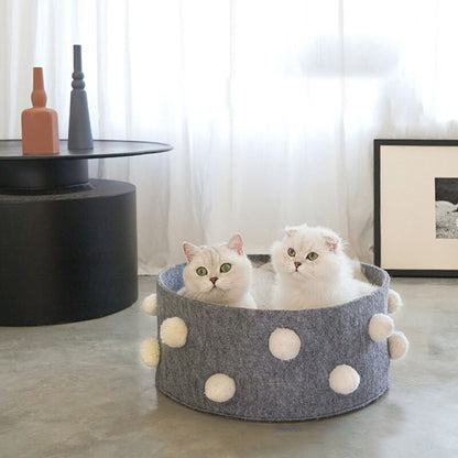 Home Cotton with velvet Universal Round Cat Bed Basket Nest Cotton Rope Woven - B - by Famigift