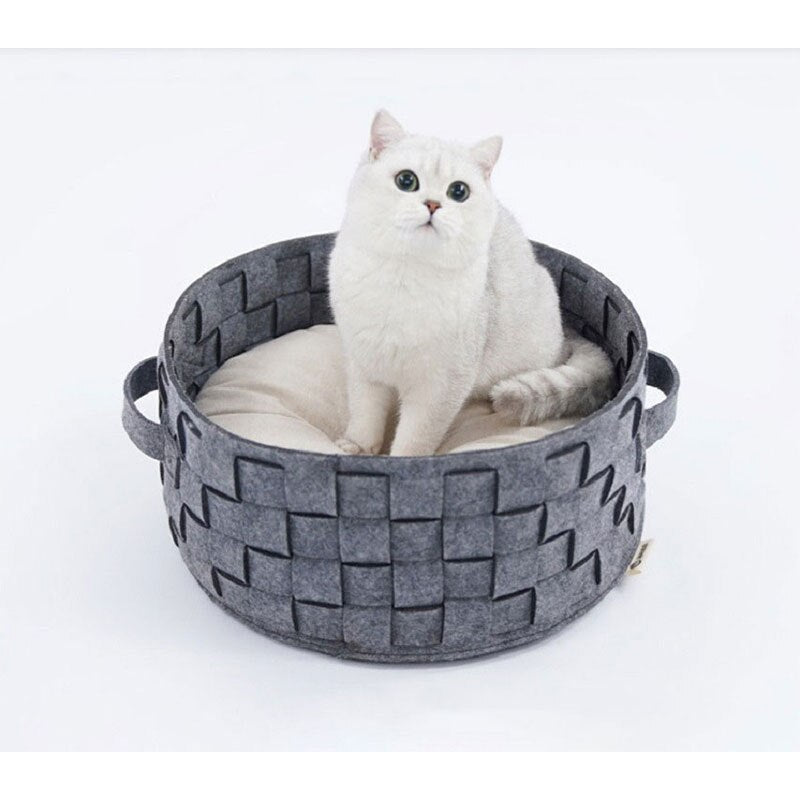 Home Cotton with velvet Universal Round Cat Bed Basket Nest Cotton Rope Woven - by Famigift