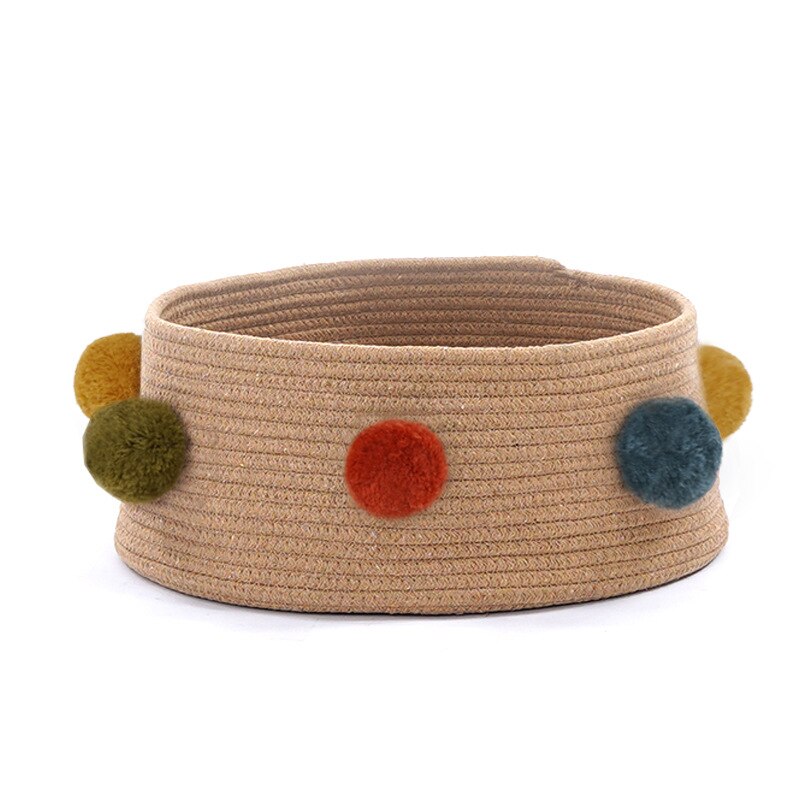 Home Cotton with velvet Universal Round Cat Bed Basket Nest Cotton Rope - by Famigift