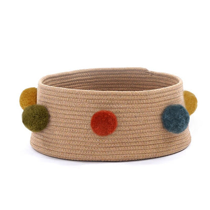 Home Cotton with velvet Universal Round Cat Bed Basket Nest Cotton Rope - by Famigift