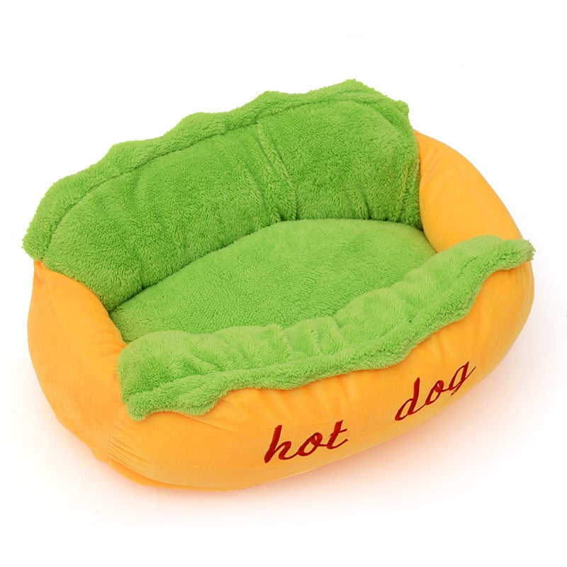 Hot Dog Bed Dog Kennel Mat Warm Soft Bed - YELLOW - by Famigift