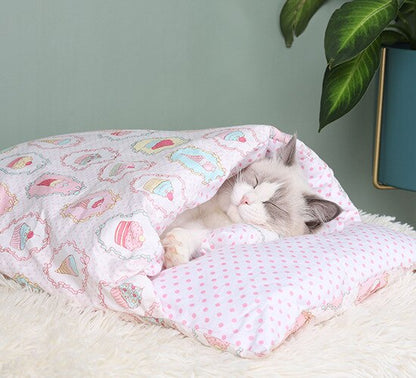 Cat Bed Removable Warm Cat Sleeping Bag Deep Sleep - H - by Famigift