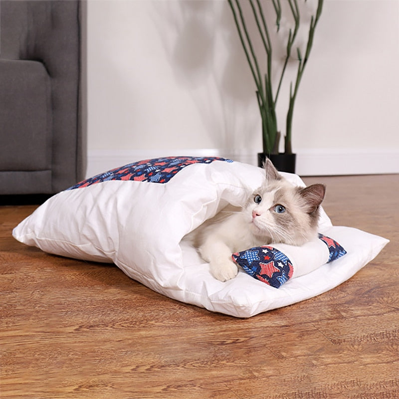 Cat Bed Removable Warm Cat Sleeping Bag Deep Sleep - D - by Famigift