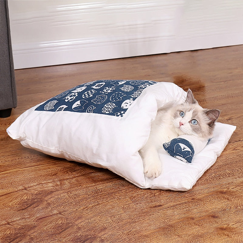 Cat Bed Removable Warm Cat Sleeping Bag Deep Sleep - A - by Famigift