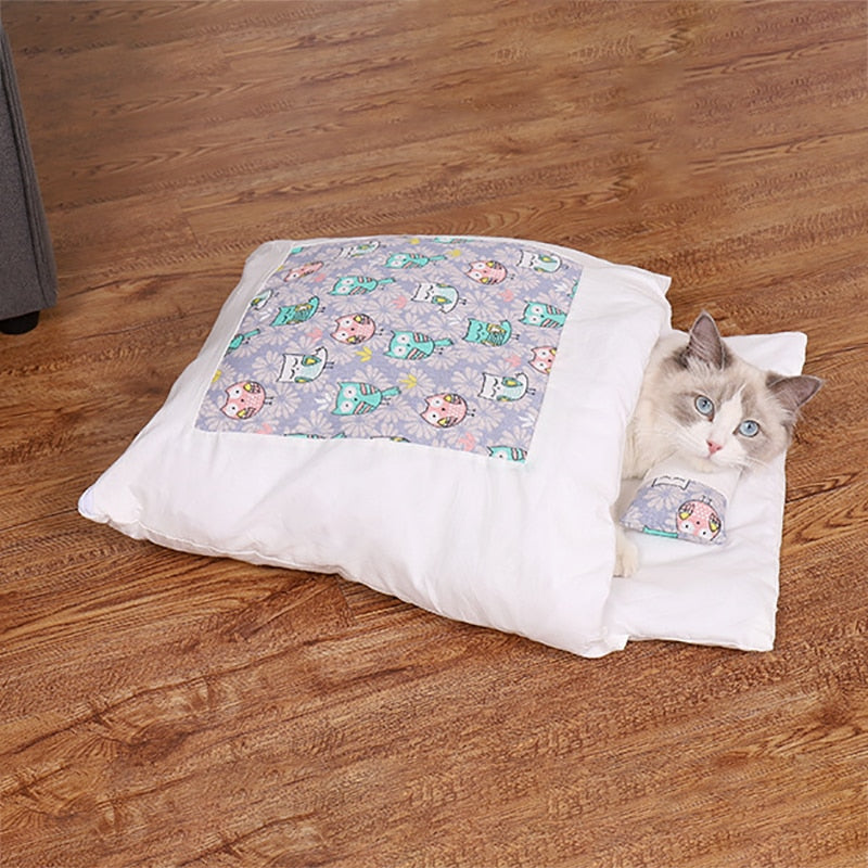 Cat Bed Removable Warm Cat Sleeping Bag Deep Sleep - H - by Famigift