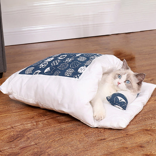 Cat Bed Removable Warm Cat Sleeping Bag Deep Sleep - D - by Famigift