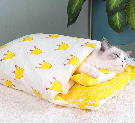 Cat Bed Removable Warm Cat Sleeping Bag Deep Sleep - A - by Famigift