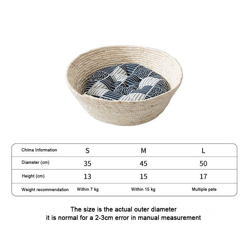 Cat Bed Rattan Four-season Universal Cat Bed Woven Cat Bed - by Famigift