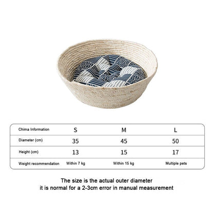 Cat Bed Rattan Four-season Universal Cat Bed Woven Cat Bed - by Famigift