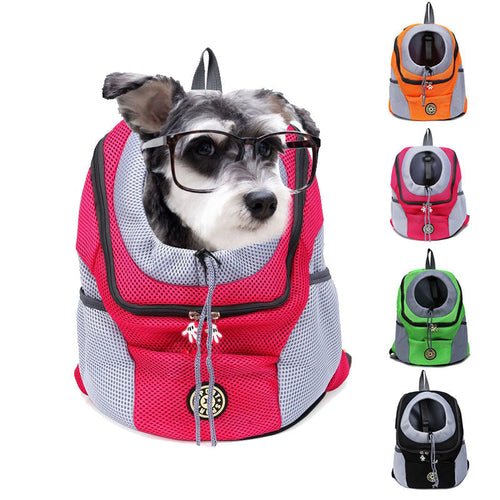 Front bag mesh pet carrier travel backpack - Orange - by Famigift