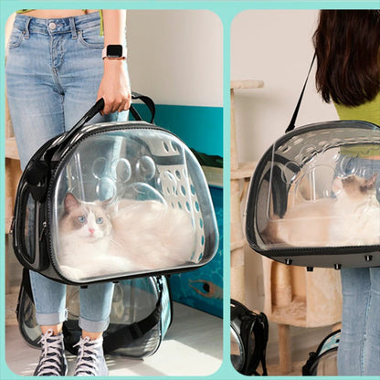 Pet Carrier Transparent Travel Bag - Gray - by Famigift