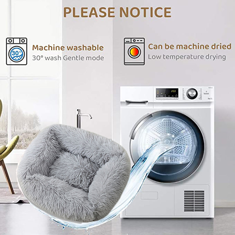 Fuzzy nest dog bed Square Long Plush Pet Bed - orange - by Famigift