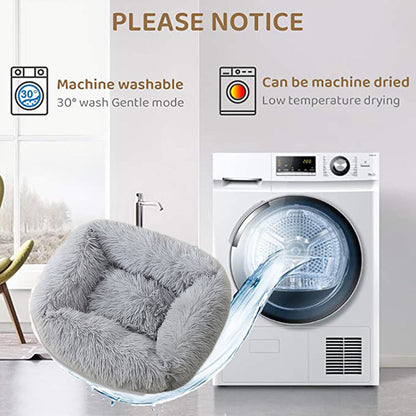 Fuzzy nest dog bed Square Long Plush Pet Bed - orange - by Famigift