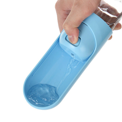 Portable Dog Feeding Water Bottle - blue with  filter - by Famigift