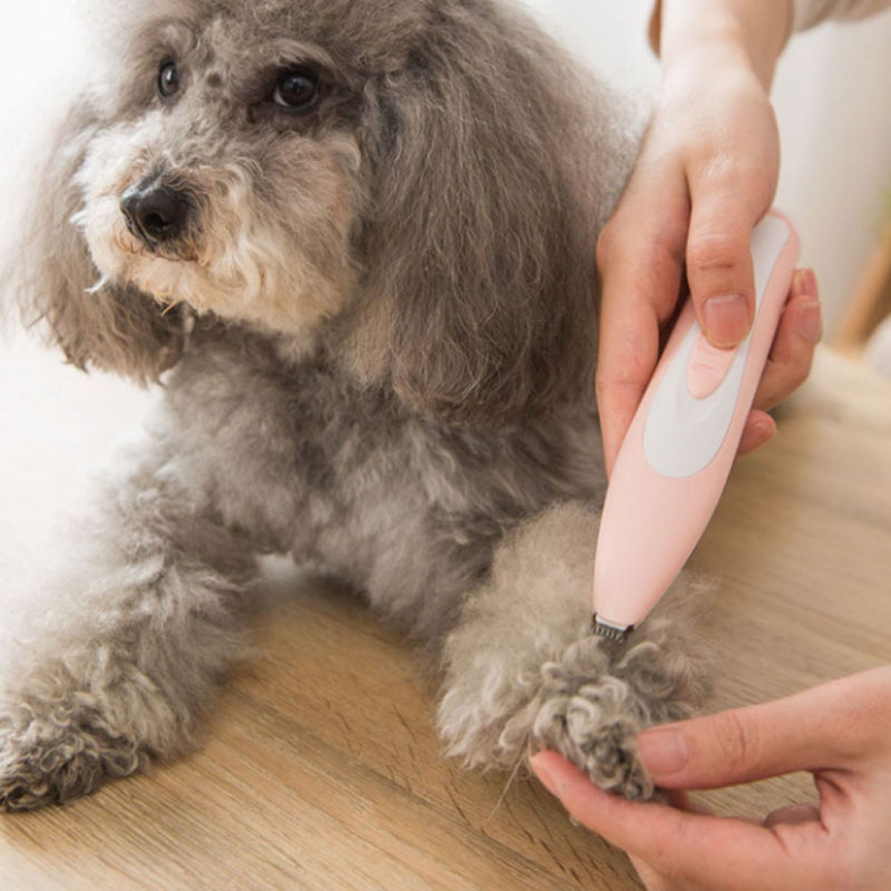 Pet Dog Hair Clipper Dogs Foot Hairs Trimmer Grooming Electrical Hair Clipper - pink(battery - by Famigift