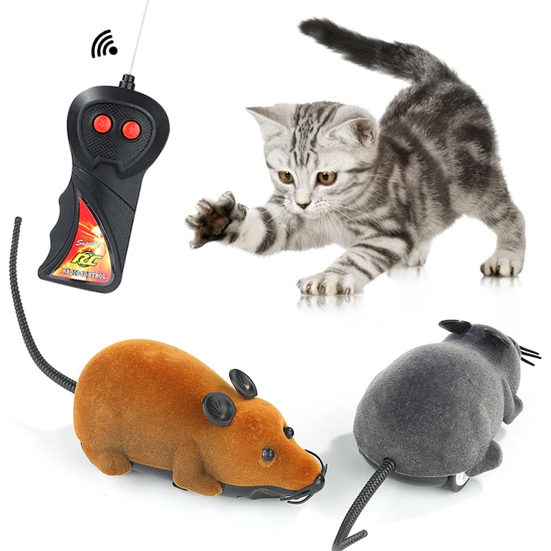 Cat Toys Remote Control Wireless RC Simulation Mouse - grey - by Famigift