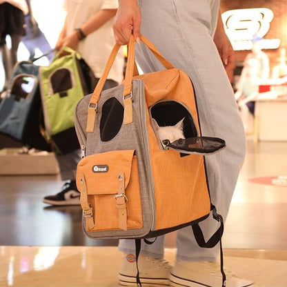 Cat Carrier Bag Portable Canvas Backpack - by Famigift