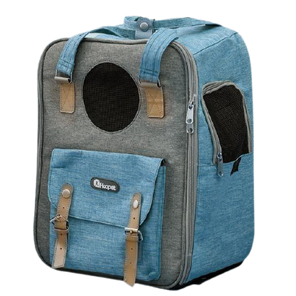 Cat Carrier Bag Portable Canvas Backpack - Blue - by Famigift