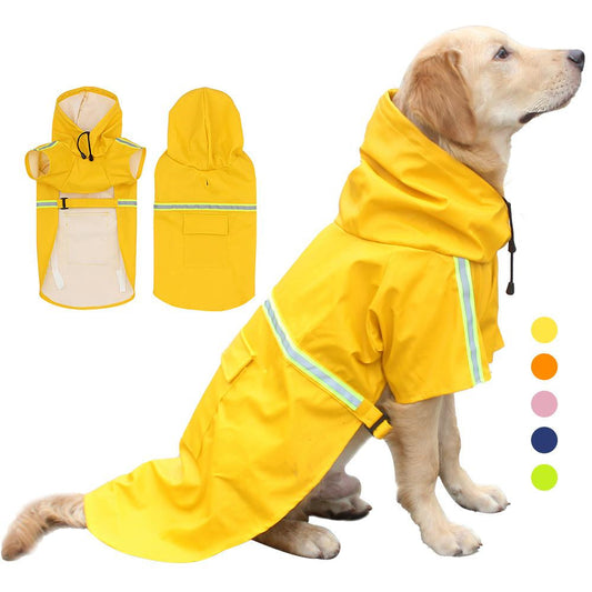 Pet raincoat dog poncho cloak reflective big dog clothes - blue - by Famigift