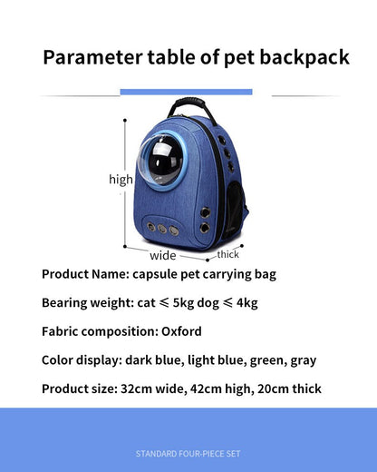 Pet cat carrier bag breathable outdoor pet backpack with bubble portable - by Famigift
