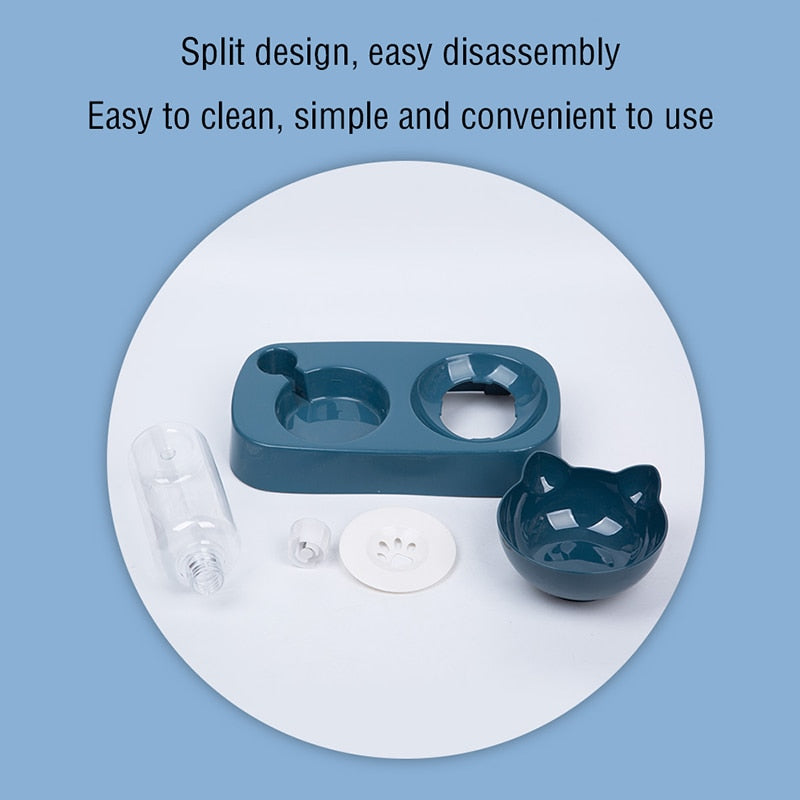 Pet Cat Elevated Bowls Durable Double Cat dog Bowls Raised Stand Cat Feeding - by Famigift