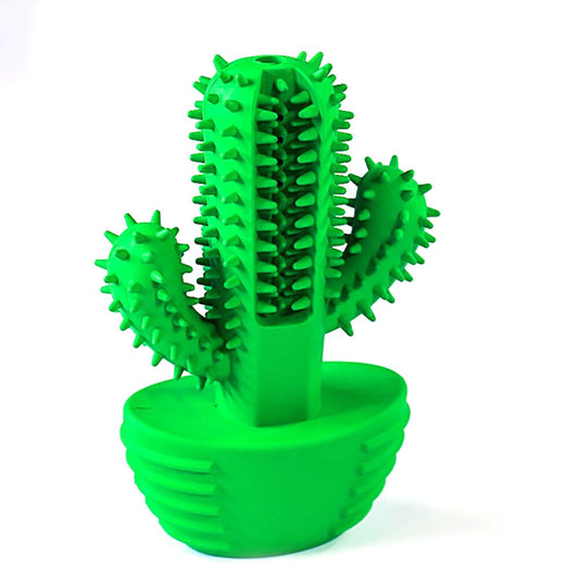 Pet Toothbrush Chew Toy Doggy Brush Stick Soft Rubber dog Teeth Cleaning - Green - by Famigift