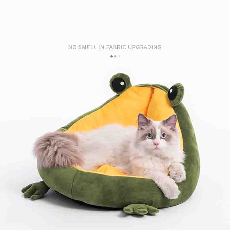 Pet Cat Dog Bed House for Cats Indoor Warm Frog Small Dog Sleep Mat - Green - by Famigift
