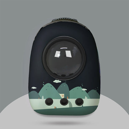 Pet backpack carrier bag portable with capsule oil painting series - Standard four-piece set: space cover, honeycomb cover, fixed ring, foot pad - by Famigift