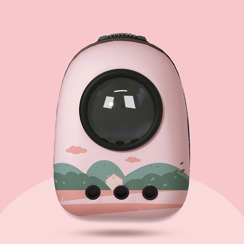 Pet backpack carrier bag portable with capsule oil painting series - Standard four-piece set: space cover, honeycomb cover, fixed ring, foot pad - by Famigift