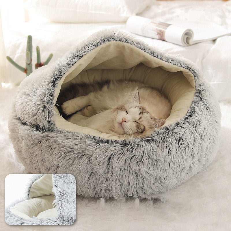 Cat Bed Plush Warm Round Pet Bed - Pink - by Famigift
