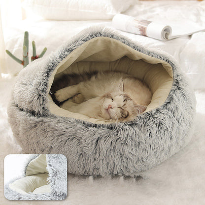 Cat Bed Plush Warm Round Pet Bed - Pink - by Famigift