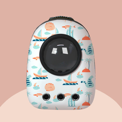 Pet backpack carrier bag portable with capsule oil painting series - Standard four-piece set: space cover, honeycomb cover, fixed ring, foot pad - by Famigift