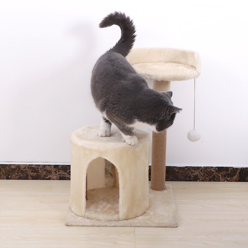 Cat tree cat tower with natural sisal scratching post for cats activity - Type C - by Famigift