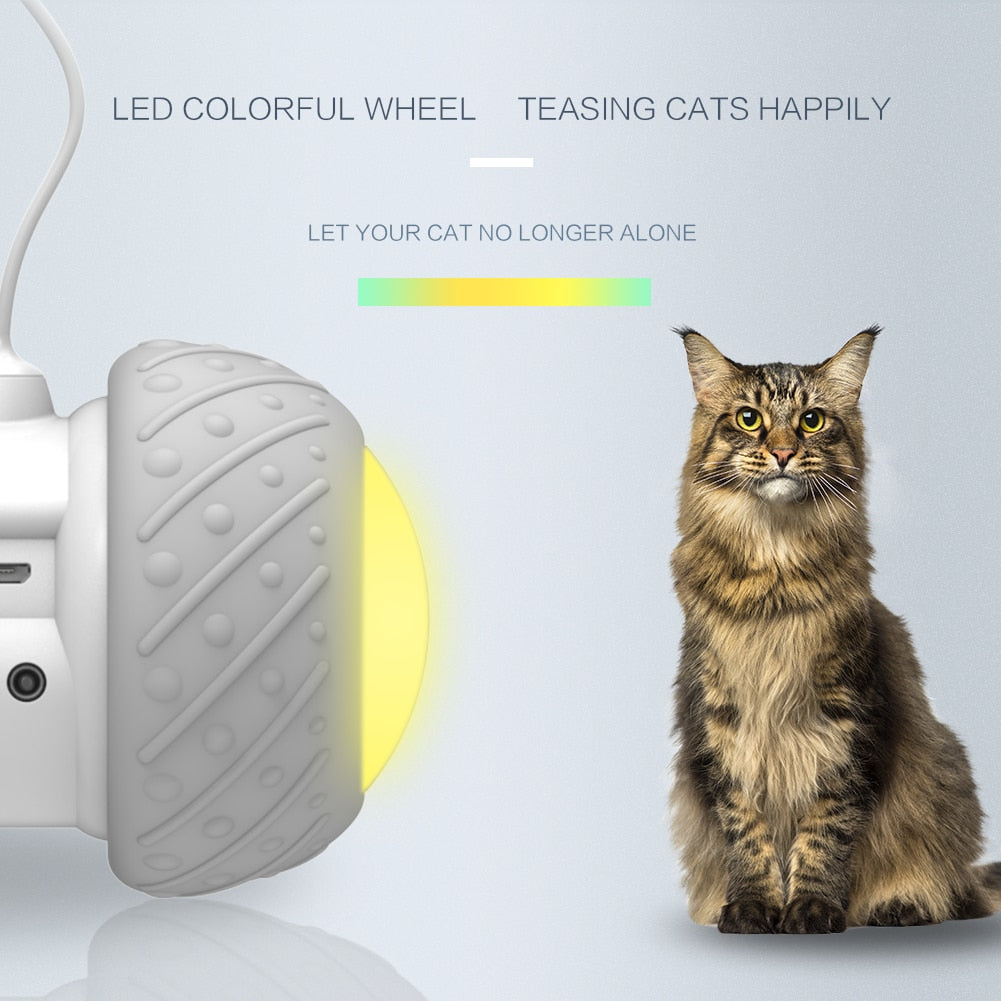 Smart Interactive Cat Toy Irregular Rotating Model LED Light-Feather Kitty Balls - by Famigift