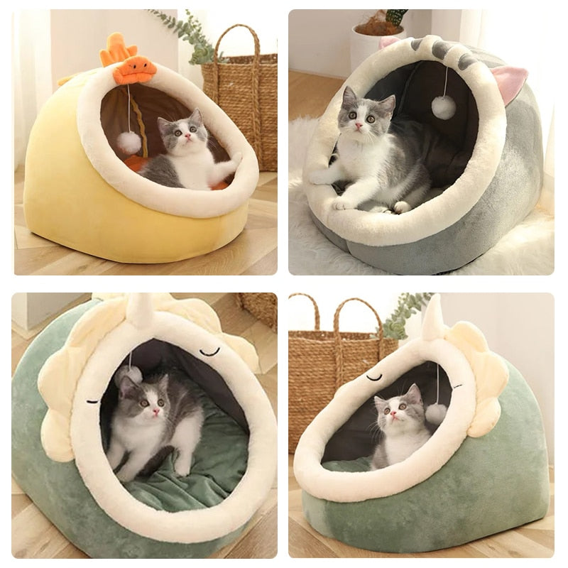 Sweet Cat Bed Warm Pet Basket Cozy Kitten Lounger Cushion Cat House Tent Very Soft Small Dog Mat Bag - British Shorthair - by Famigift