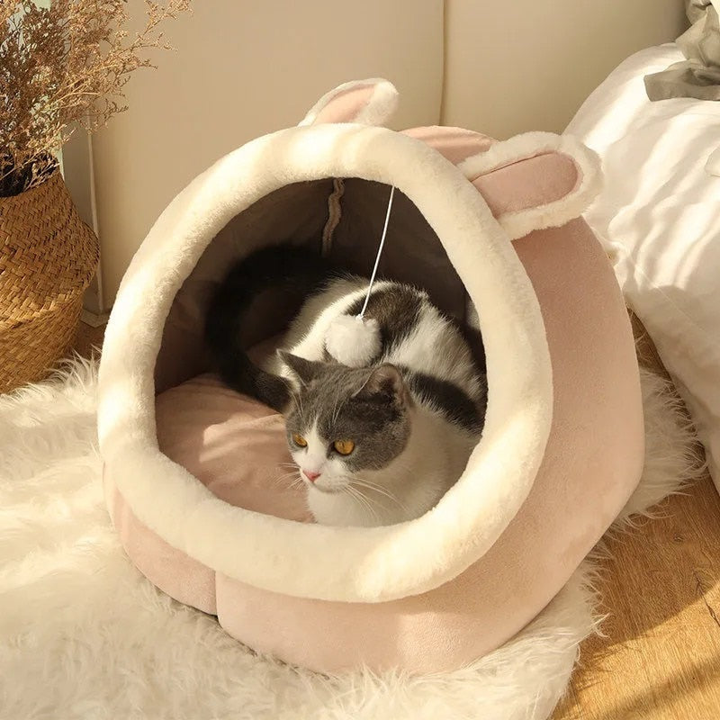 Sweet Cat Bed Warm Pet Basket Cozy Kitten Lounger Cushion Cat House Tent Very Soft Small Dog Mat Bag - British Shorthair - by Famigift