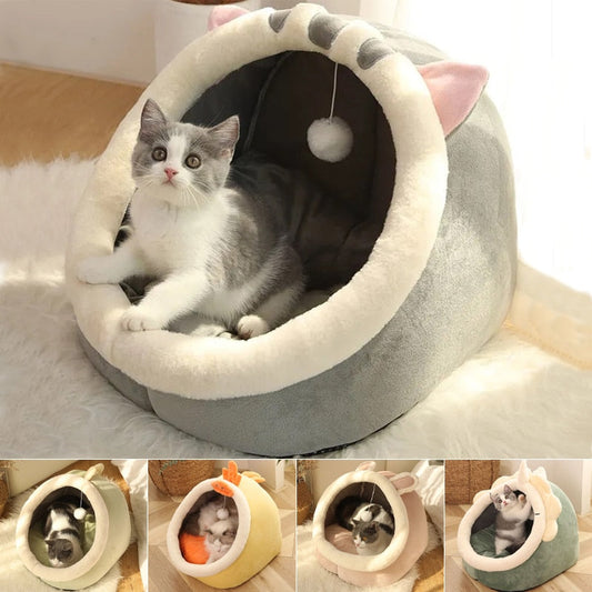 Sweet Cat Bed Warm Pet Basket Cozy Kitten Lounger Cushion Cat House Tent Very Soft Small Dog Mat Bag - Chick - by Famigift