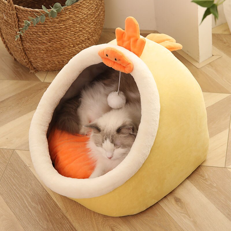 Sweet Cat Bed Warm Pet Basket Cozy Kitten Lounger Cushion Cat House Tent Very Soft Small Dog Mat Bag - Dinosaur - by Famigift