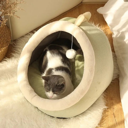 Sweet Cat Bed Warm Pet Basket Cozy Kitten Lounger Cushion Cat House Tent Very Soft Small Dog Mat Bag - Chick - by Famigift